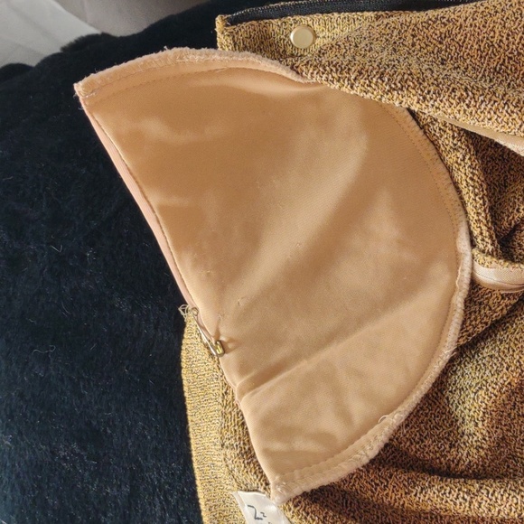 Vintage 80's Gold/Black Zip-Up Wool Blend Cardigan by St. John -Size 8 - Picture 12 of 14